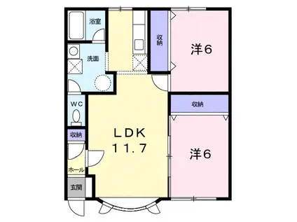 PARK喜多川D(2LDK/1階)の間取り写真