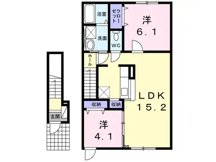 プラシード2(2LDK/2階)の間取り写真