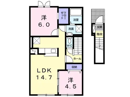 E オーブ(2LDK/2階)の間取り写真