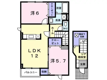カナールヴィレA(2LDK/2階)の間取り写真