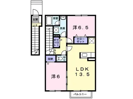 アルカンシエル・A(2LDK/2階)の間取り写真
