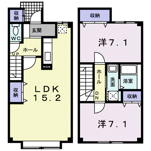 プラシード(2LDK/1階)の間取り写真