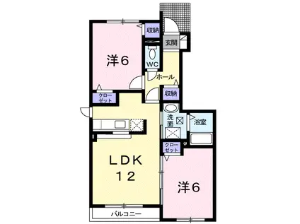 カームリーメムB(2LDK/1階)の間取り写真