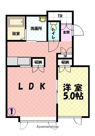 タウンズ7.19B(1LDK/1階)の間取り写真