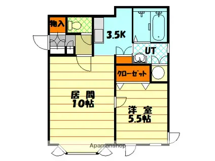 カリオンM(1LDK/2階)の間取り写真