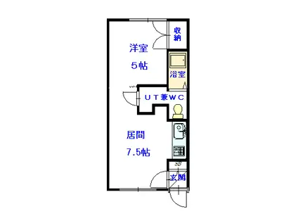 メゾンエクセル(1DK/1階)の間取り写真