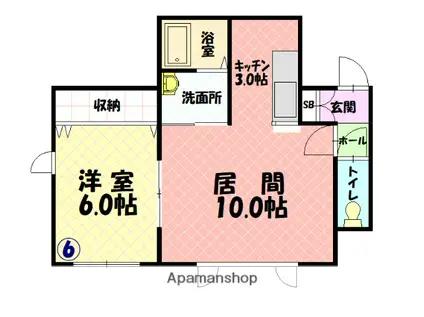 WITH COURT 1.3(1LDK/1階)の間取り写真