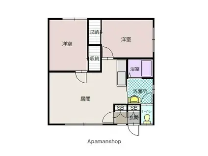 コーポ佐林(2LDK/2階)の間取り写真