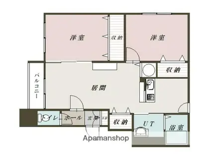 HKプラザ6条通(2LDK/2階)の間取り写真