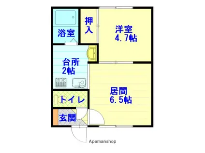 スクエアⅡ(1LDK/1階)の間取り写真