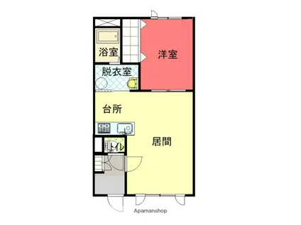 ラ・フランス(1LDK/1階)の間取り写真