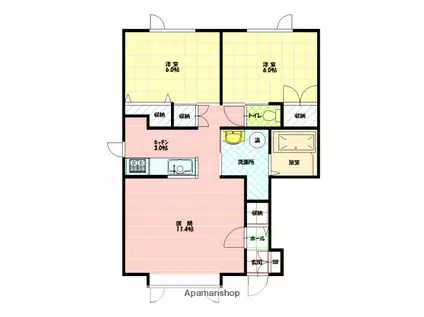 MIK ATLANTIS(2LDK/1階)の間取り写真