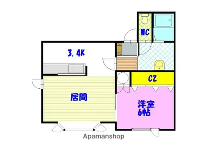 COMODO(1LDK/2階)の間取り写真