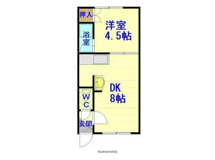 エスポワール22(1LDK/2階)の間取り写真