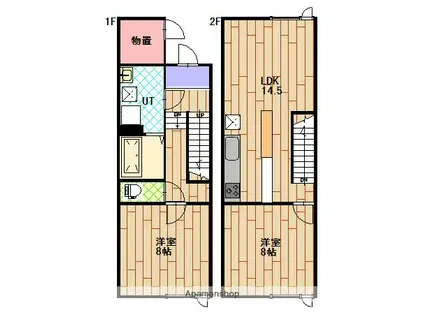 I.M.S B棟(2LDK/1階)の間取り写真
