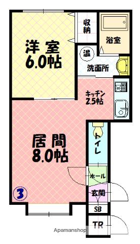 クローバー(1LDK/2階)の間取り写真