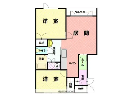 タウンズ秋月B棟(2LDK/2階)の間取り写真