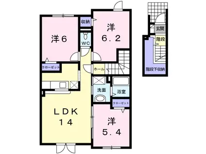 リアブルーム(3LDK/2階)の間取り写真