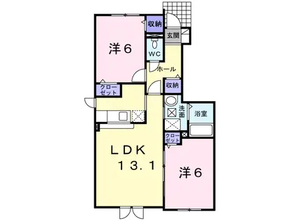 ハーモニー(2LDK/1階)の間取り写真