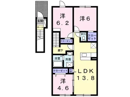 ドリームヒルズ(3LDK/2階)の間取り写真