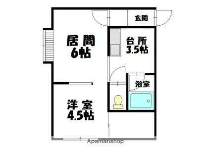 カムオンシティ東光(1LDK/2階)の間取り写真