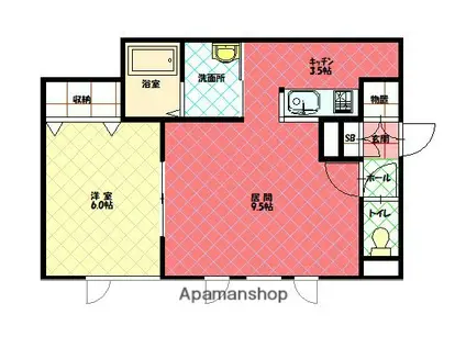 BE MIND(1LDK/1階)の間取り写真