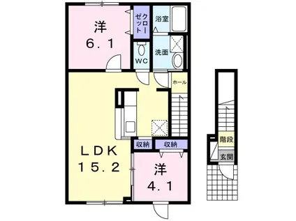 アンジュ(2LDK/2階)の間取り写真