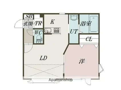 フェリシダB棟(1LDK/2階)の間取り写真