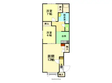 レジーナB(2LDK/1階)の間取り写真