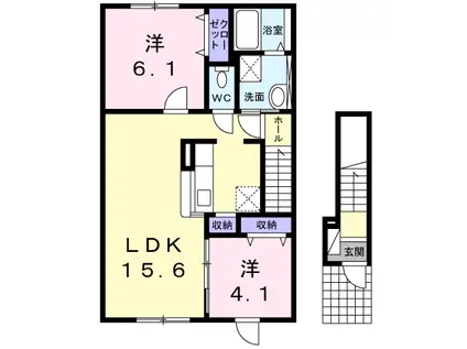 ブライトヴィラ(2LDK/2階)の間取り写真