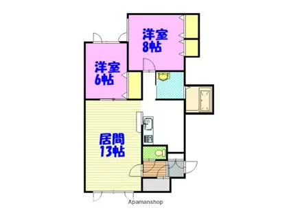 ウッドパレス(2LDK/1階)の間取り写真