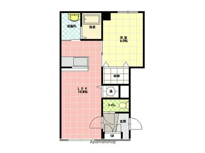 ベイクリスタル(1LDK/2階)の間取り写真