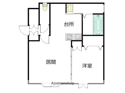 ボックスA(1LDK/1階)の間取り写真