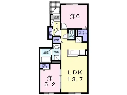 サンギーヌ(2LDK/1階)の間取り写真