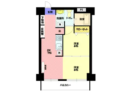 シャンノール平和通(2DK/8階)の間取り写真