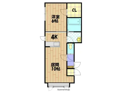 フナハシコーポⅡ(1LDK/2階)の間取り写真