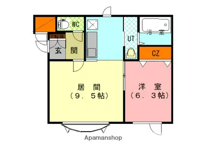 ジュネスA(1LDK/1階)の間取り写真