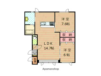 リリヴァレⅤ(2LDK/2階)の間取り写真