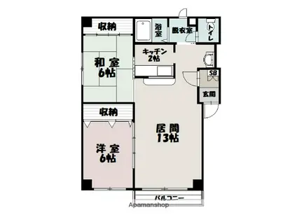 エスティパレス21A(2LDK/2階)の間取り写真