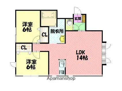ハピネス2・5(2LDK/2階)の間取り写真