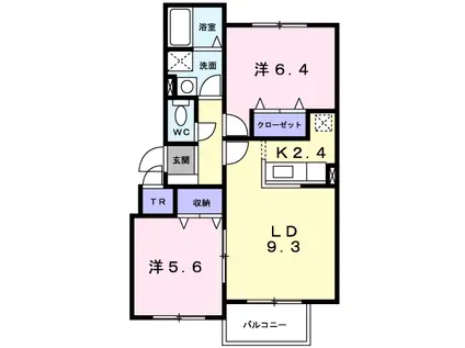 カーサアルバ(2LDK/1階)の間取り写真
