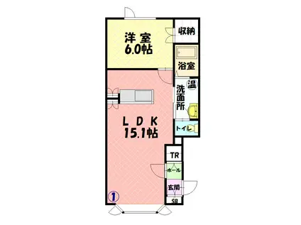 ライフ2.13(1LDK/1階)の間取り写真