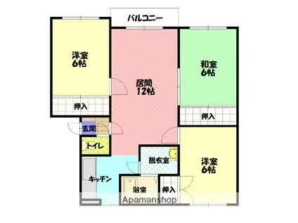 近永ハイツ(3LDK/3階)の間取り写真