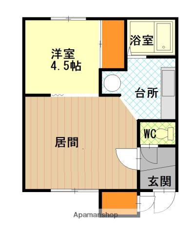 ハイツエルムA棟(1LDK/2階)の間取り写真