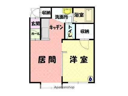 グレース東光(1LDK/2階)の間取り写真