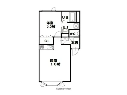 グラディアⅡ(1LDK/1階)の間取り写真