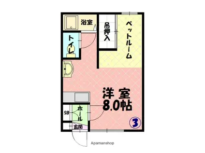 YOU HOPE(ワンルーム/3階)の間取り写真