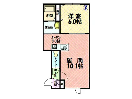 ENSOLEILLE(1LDK/2階)の間取り写真