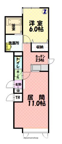 ラテラⅡ A棟(1LDK/1階)の間取り写真