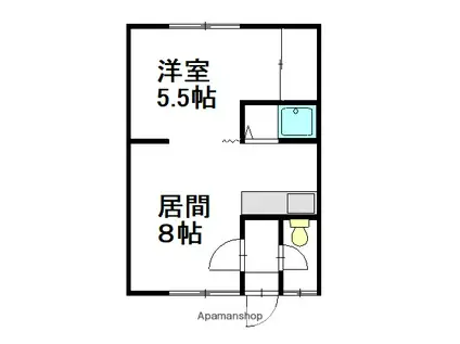 滝ハイツ(1LDK/2階)の間取り写真